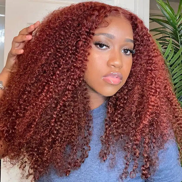 $1 for A WIG | 13x4 Lace Water Wave Wig + 5x5 Lace Reddish Brown Jerry Curly Wig
