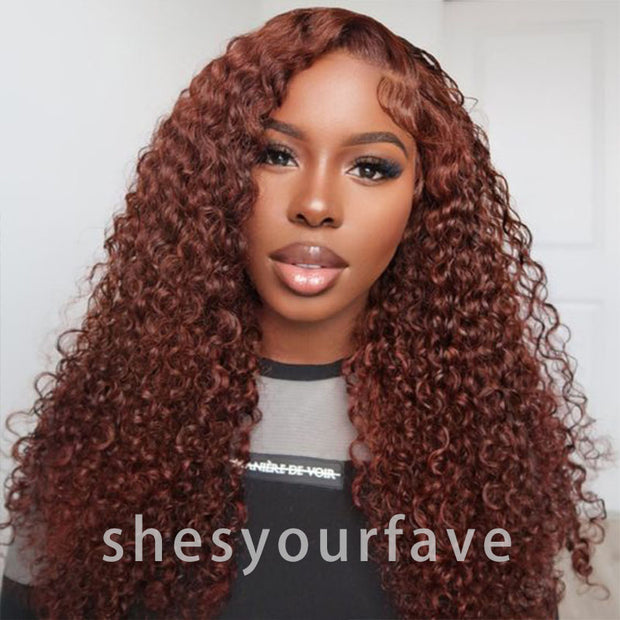 Flash Sale Reddish Brown Colored Body Wave Human Hair Lace Frontal Wigs Ashimary Virgin Hair Front Wigs