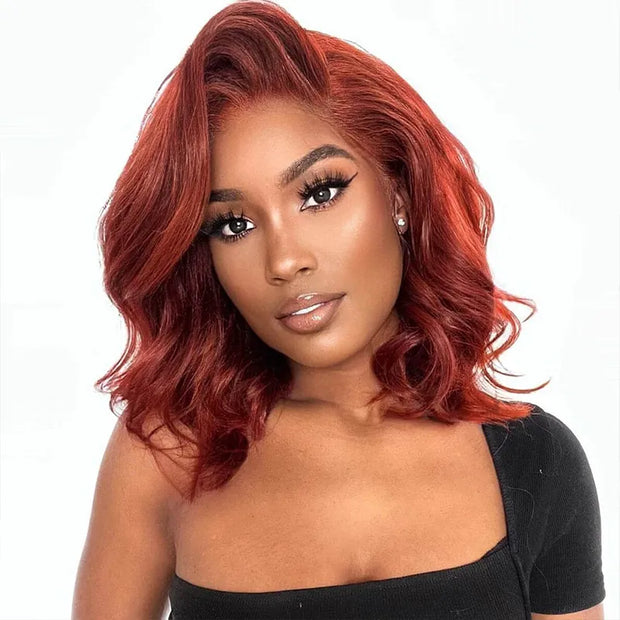 Reddish Brown Pre-Styled Body Wave Glueless Short Bob Wig