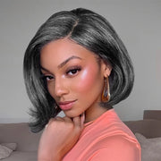 Salt and Pepper Pre-Styled Layered Cut Short Bob Wig