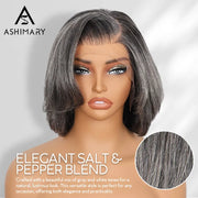 Salt and Pepper Pre-Styled Layered Cut Short Bob Wig