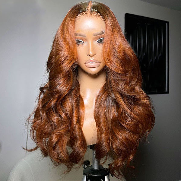 Copper Brown Body Wave Lace Frontal Human Hair Wig