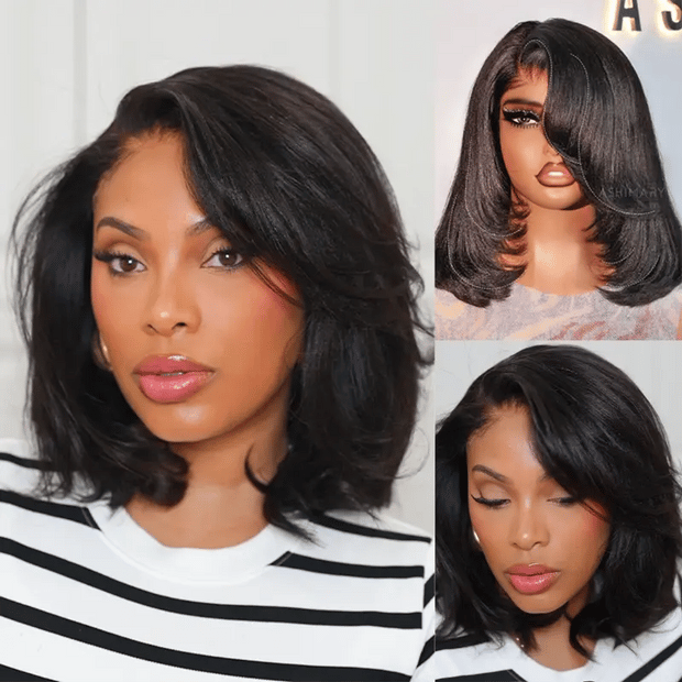 Layered Cut Wig With Side Swept Bangs