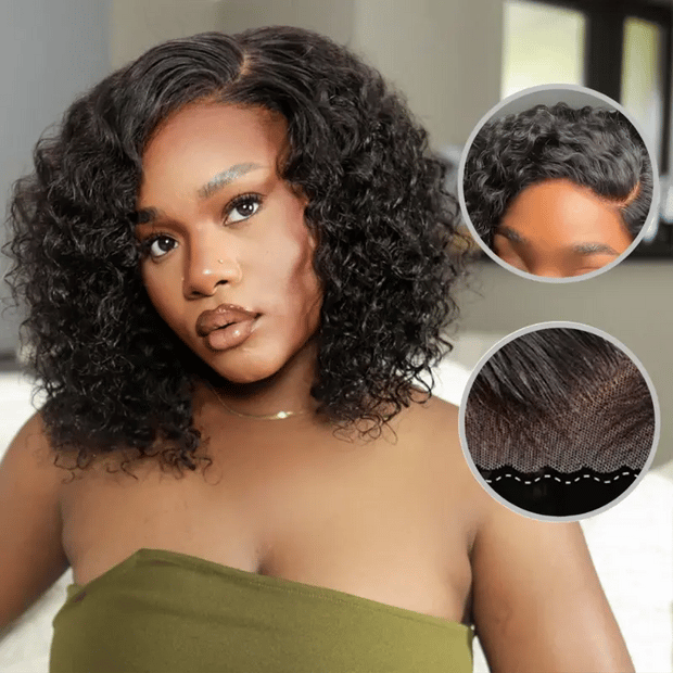 Trendy Short Cut Curly Knotless 4x4 Lace