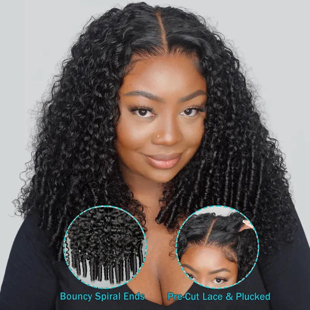 Spiral Curl 13x4 Lace Pull Go Wig Glueless Adjustable Cap