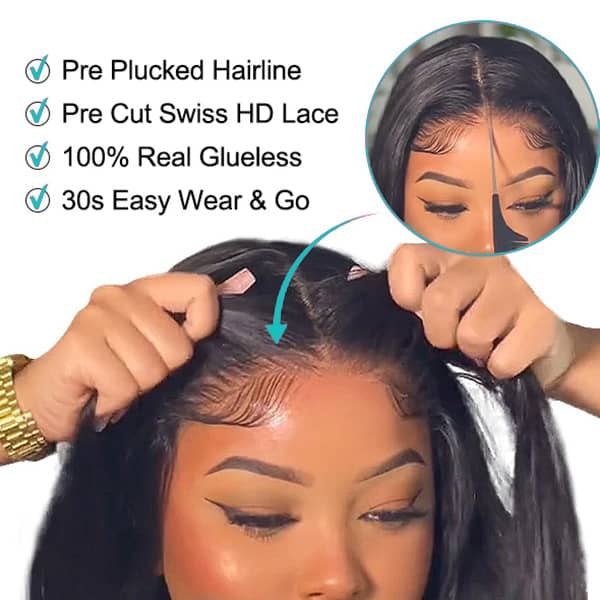 Body Wave Hair Wear & Go Wig Glueless Lace Wig Pre Plucked HD Transparent Lace 4x4 5x5 Closure Wig Beginner Friendly