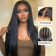 Air Wig|13x4 HD Transparent Lace Wear and Go Straight Wig with Pre Cut Lace & Bleached Knots & Pre-plucked Hairline