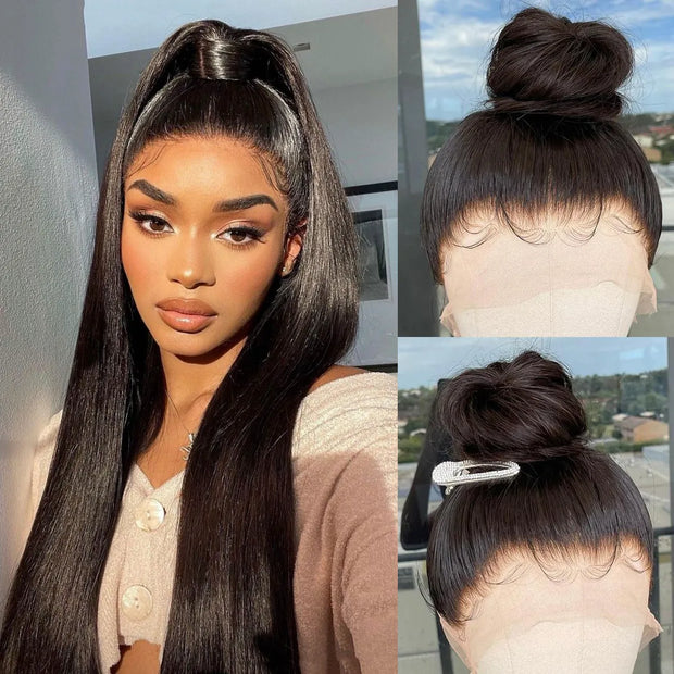 Flash Sale 24"=$99 Lace Front Glueless Wig Natural Black Human Hair Wigs