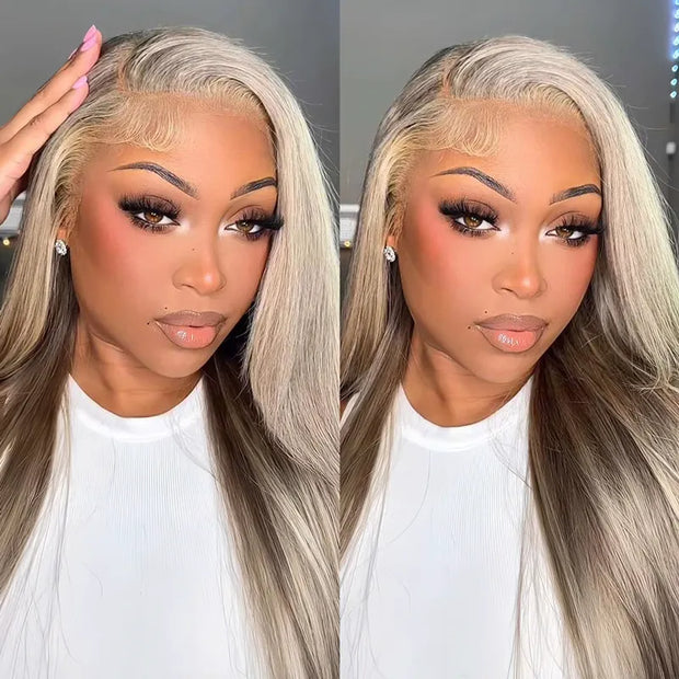 pre plucked hairline ash blonde colored human hair wiigs
