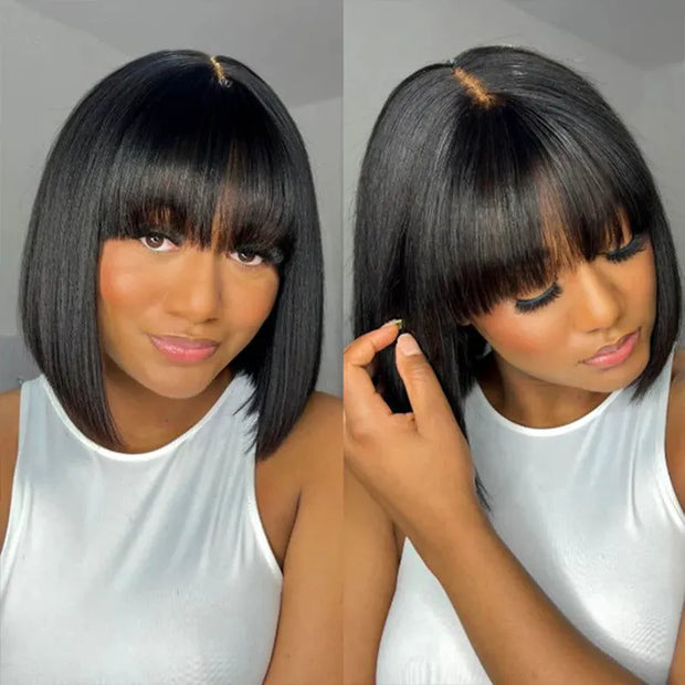 Ashimary Bangs Bob Wig With Minimalist Undetectable Lace
