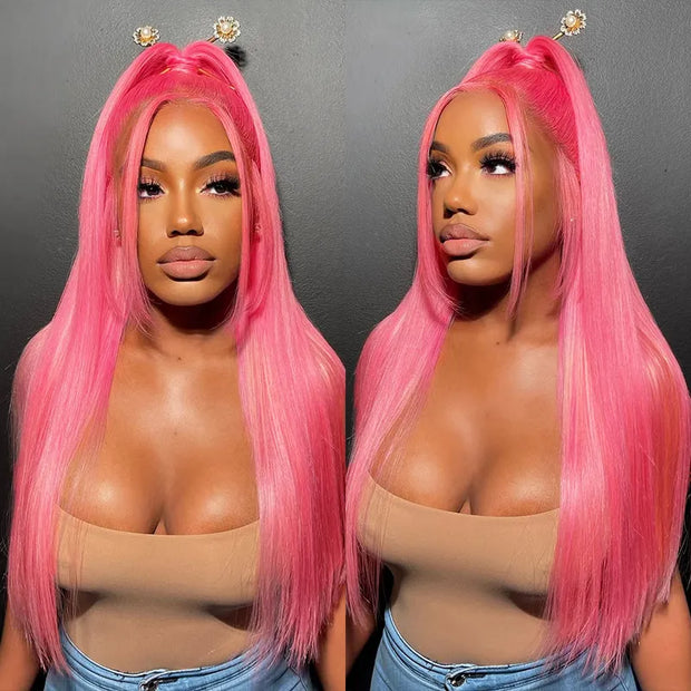 Pink Wig 13*4 Transparent Lace Frontal Wig