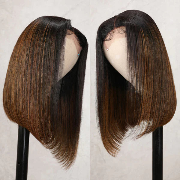 Flash Sale Highlight Bob Wigs Glueless 4*4 & 13*4 Lace Front Wig Straight 10A Brazilian Human Hair