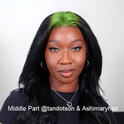 Hot Roots Billie Eilish Hairstyles Neon Green Roots On Black Hair Lace Wigs