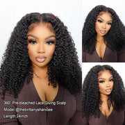Kinky Curly Invisi Strap Snug Fit 360 Transparent Lace Frontal Bleached  Knots Pre Cut Lace Wig