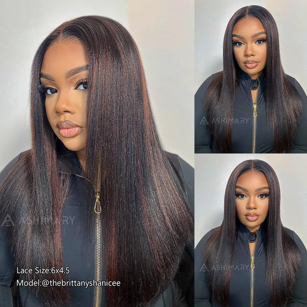 Highlight Yaki Straight Bob 13x4 Lace Frontal  Pre Everthing 6x4.5 / 4x4 Lace Clsoure Human Hair Wig