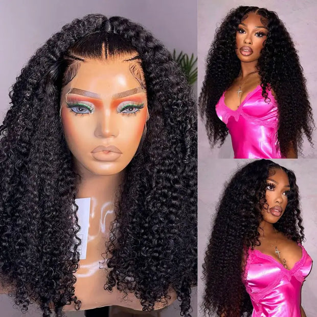 360 Lace Front Kinky  Curly Human Hair Wig For Women