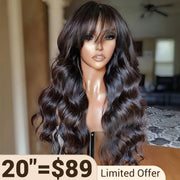 $89 for 20" Throw on & Go Body Wave Wig with Bangs Cost-effective Wig 10A Human Hair