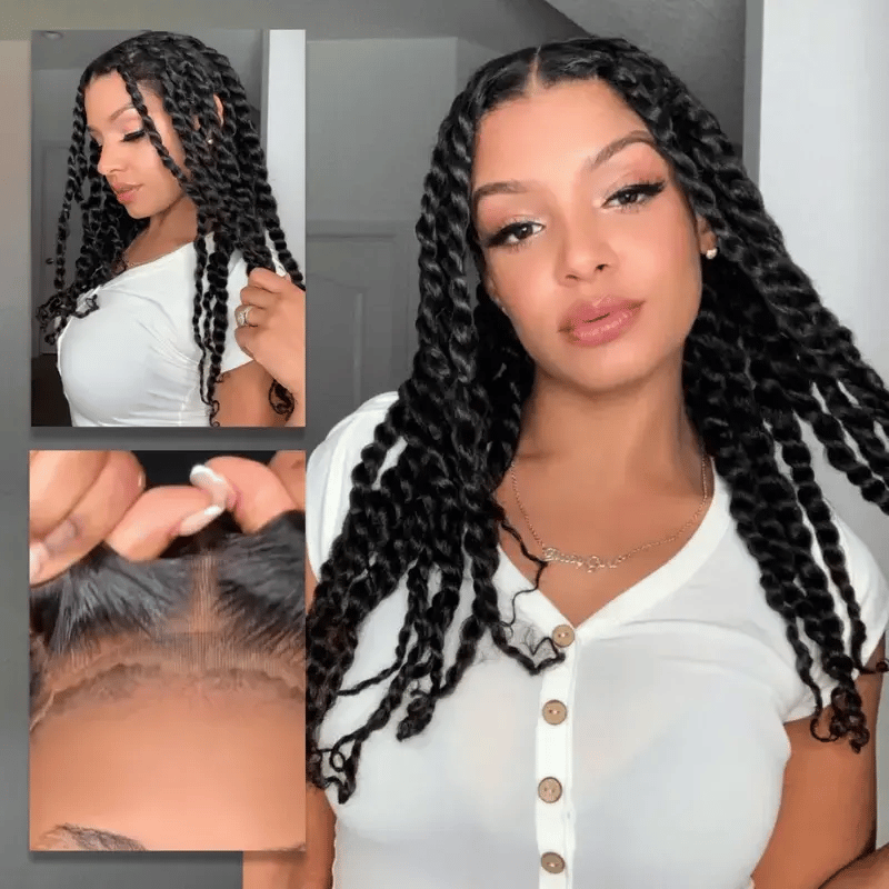 Two Strands Twists 360 Lace Frontal Wig Invisi Strap Pre  display picture 3