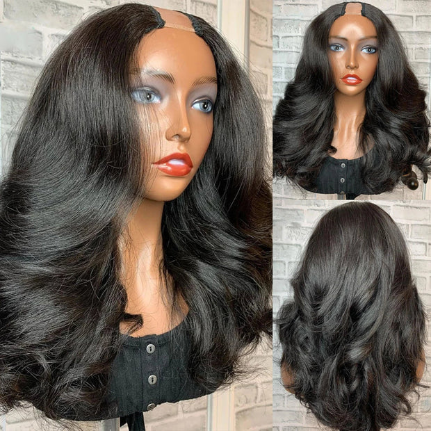 Flash Sale Ashimary V Part No Gel Real Glueless Wig With No Leave Out Natural Human Hair