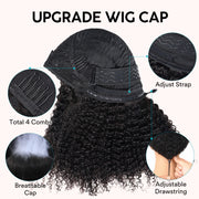 3 In 1 Half Wig Burmese Curly Glueless Install Half Wig With Adjustable Drawstring Flip Over Wig Beginner Friendly