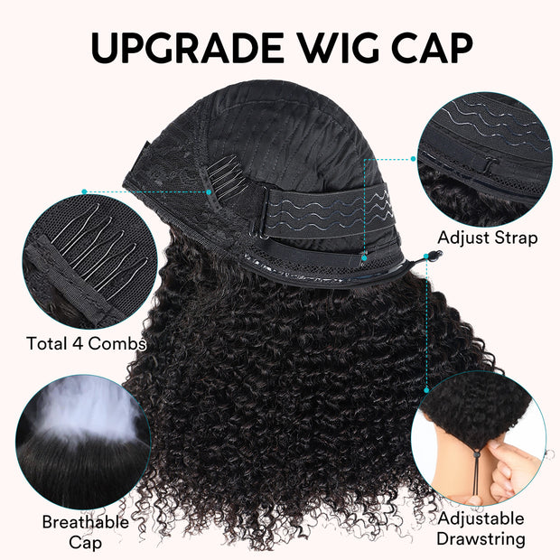 3 In 1 Half Wig Burmese Curly Glueless Install Half Wig With Adjustable Drawstring Flip Over Wig Beginner Friendly