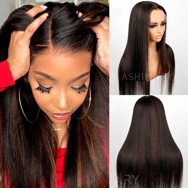 Highlight Straight Invisi-Strap Cozy Snug Fit 360 Skin Lace Pre Everthing 360 Lace Frontal Glueless Human Hair Wig