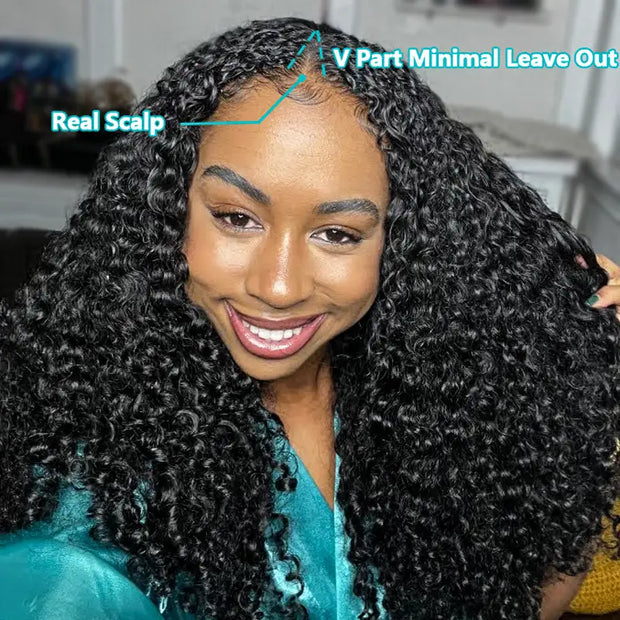 Glueless V Part 0 Skill Needed Wig Beginner Friendly Natural Scalp Curly Human Hair
