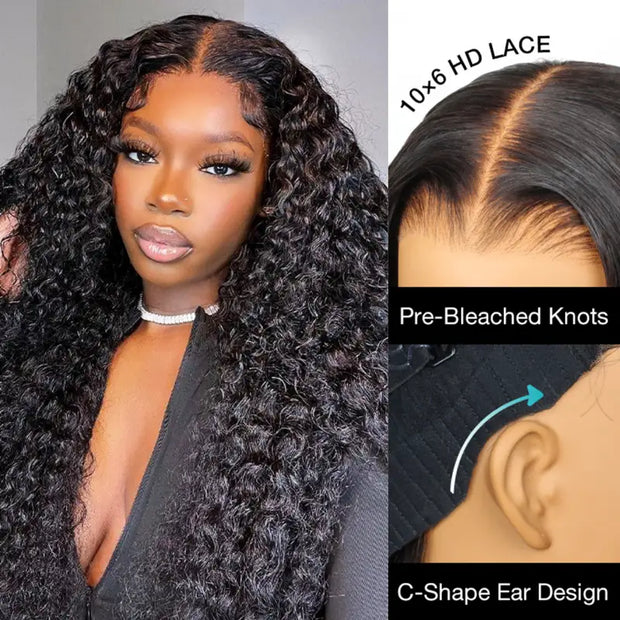 Ashimary Water Wave 10x6 Parting Max Glueless Bye Bye Knots Wig Pre Cut Lace Wigs