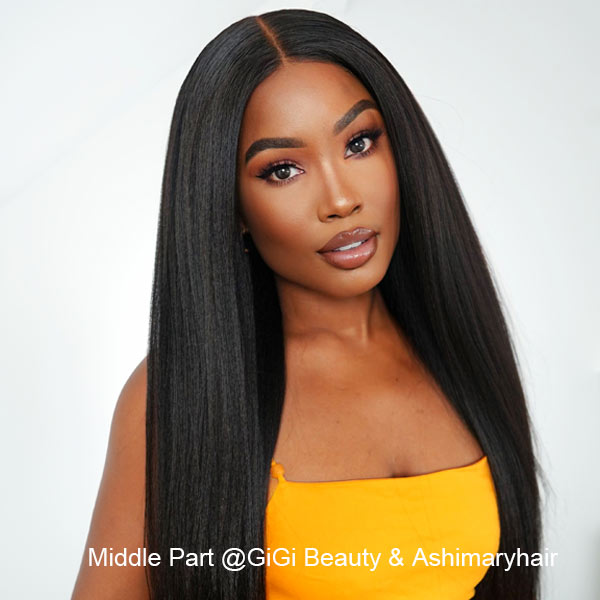 Ashimary Go Wig Kinky Straight Hair HD Transparent Lace Closure With Pre Bleach Knots