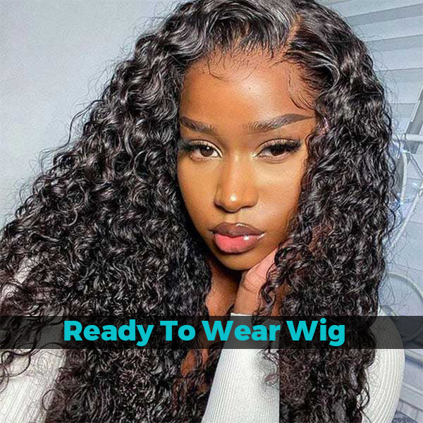 Pre Cut Lace Deep Wave Glueless Wig with Pre Plucked Hairline & Bleached Knots
