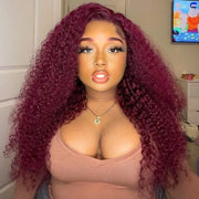 Precut Glueless Kinky Curly Lace Closure Ready To Wear Wig with Pre Plucked Hairline & Bleached Knots