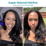 6x4.5 Lace Closure Kinky Straight Wig with Kinky Baby Hair for Black Women Glueless Natural Newborn Hairline Blend Beginner Friendly Wig