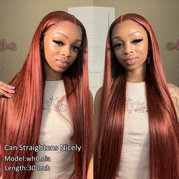Reddish Brown Colored Body Wave Human Hair Lace Frontal Wigs 13x4 13x6 Ashimary Virgin Hair Front Wigs