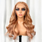 Ashimary Light Flaxen Brown Color 13x4 Lace Front Body Wave Wig