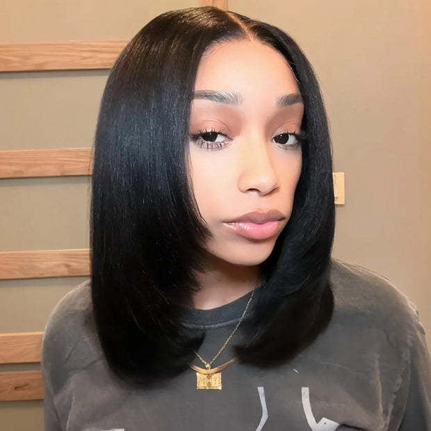 Flash Sale Yaki Straight Put On and Go Glueless Wig 6x4.5/13x4 Bye Bye Knots Pre-Cut Lace Light Kinky Straight