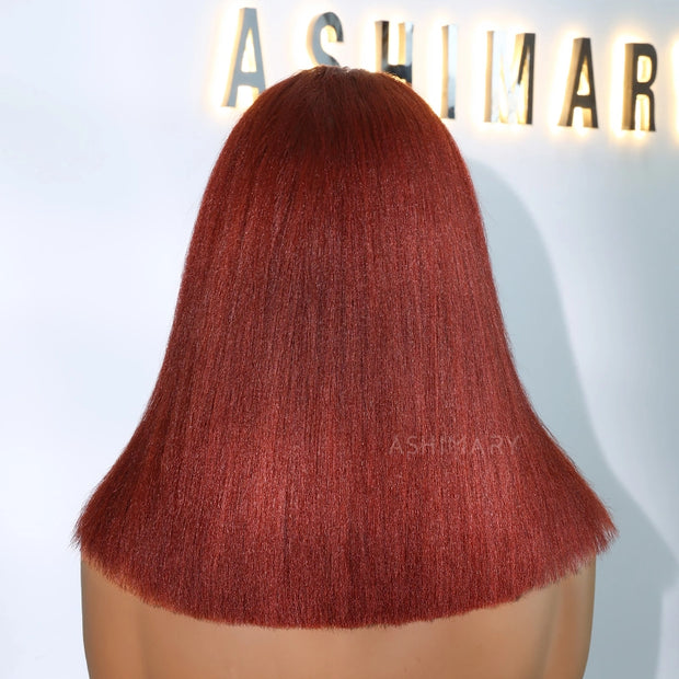 Reddish Brown Yaki Straight 4x4 Lace Closure Bob