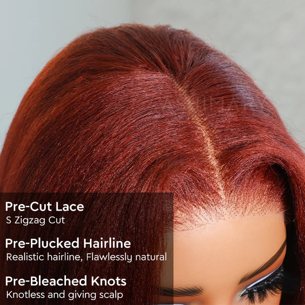 Reddish Brown Yaki Straight 4x4 Lace Closure Bob