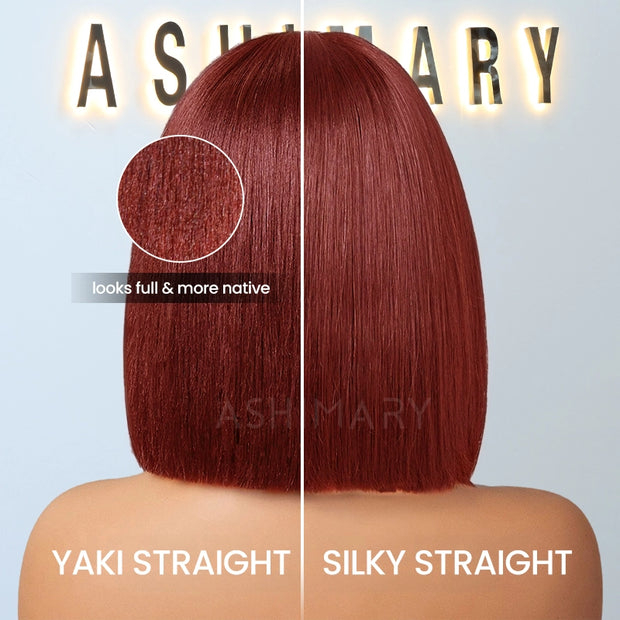 Reddish Brown Yaki Straight 4x4 Lace Closure Bob