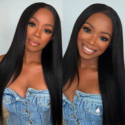 Flash Sale Yaki Straight 13x4 Parting Max Pre-Cut Skin Lace Glueless Bye Bye Knots Wig
