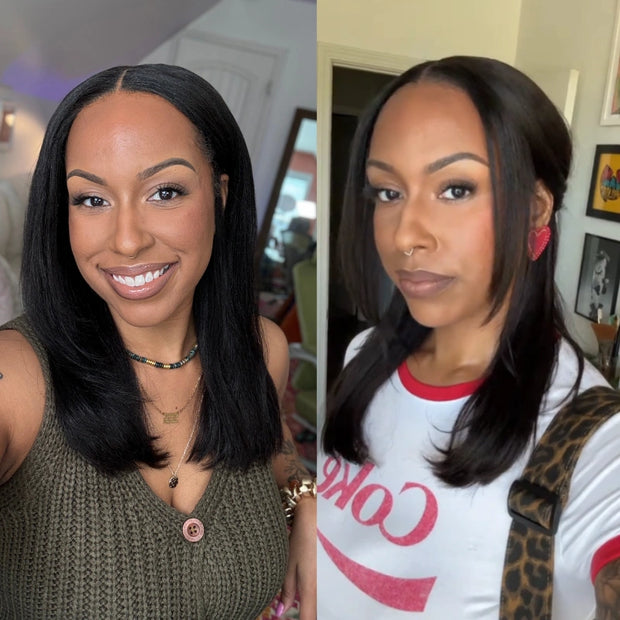 Wear Go Yaki Straight Glueless Bob Wig Pull Go Pre Cut Lace Wig Natural Human Hair Wig