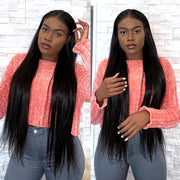 YZ Grace 10A Straight Thick& Soft Brazilian Human Hair Bundles with Closure Virgin Hair Natural Color - ashimaryhair