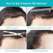 4C Edge Hairline-Straight Hair 13x4/13x6 HD Transparent Lace Front Wigs With Kinky Edges Curly Baby Hair