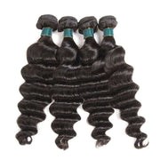 4 Bundles 9A Loose Deep Wave Brazilian Human Hair Bundles Natural Color - ashimaryhair