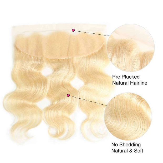 613 Blonde Body Wave Hair Lace Frontal Closure 13x4Inchs 100% Human Hair - ashimaryhair