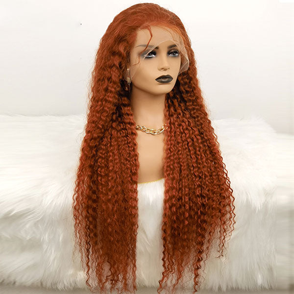 Deep Wave 13*4 13*6 Curly Ginger Color Wig Lace Wigs 180% 250% Density Lace Front Wigs Ashimary Hair