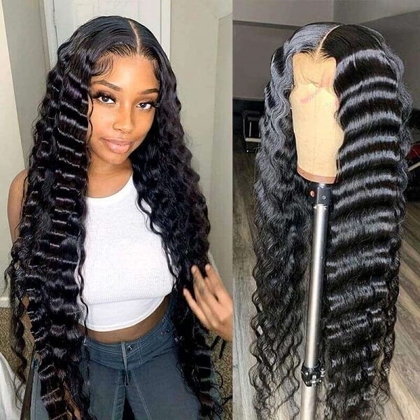 13X6 Full transparent lace loose deep wave wig