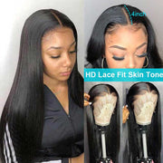 Transparent HD Lace Front Wig 13*4 Frontal Straight Human Hair Wig Natural Color