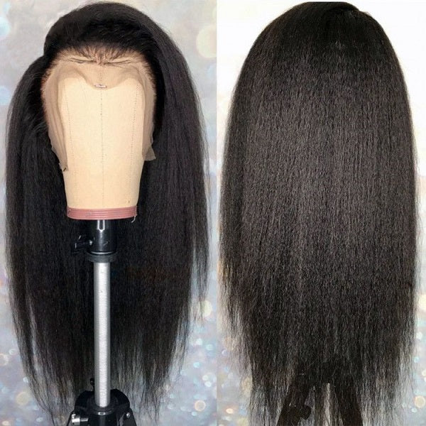13x6 Full Lace HD Transparent Kinky Straight human hair Wig-AshimaryHair.com