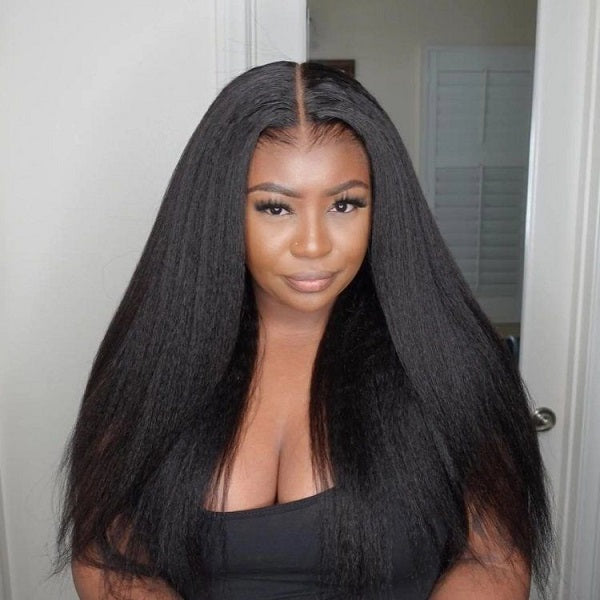 13x6 HD Transparent Full Lace Wig Kinky Straight Hair-AshimaryHair.com