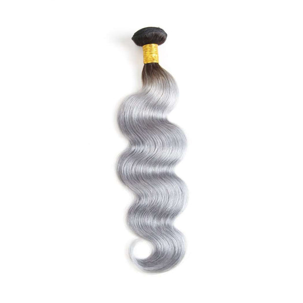 Ombre Grey 3 Bundles Body Wave Brazilian Human Hair Bundles - ashimaryhair